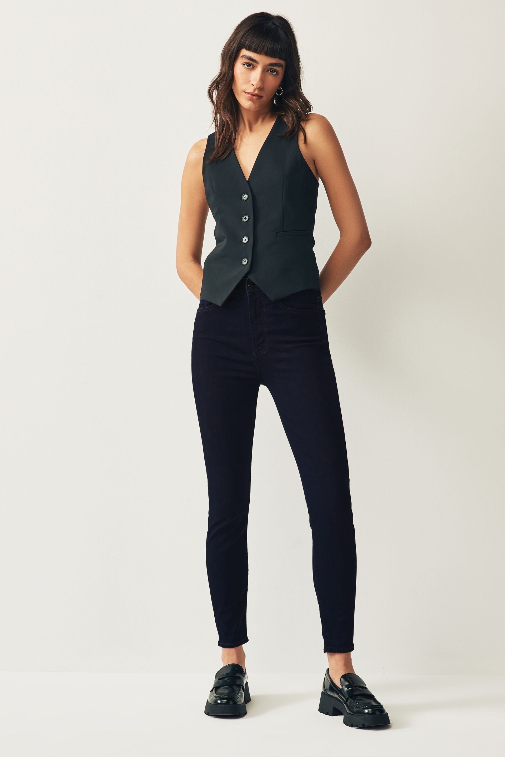 7 For All Mankind Blue Aubrey High Waisted Skinny Jeans - Image 2 of 5