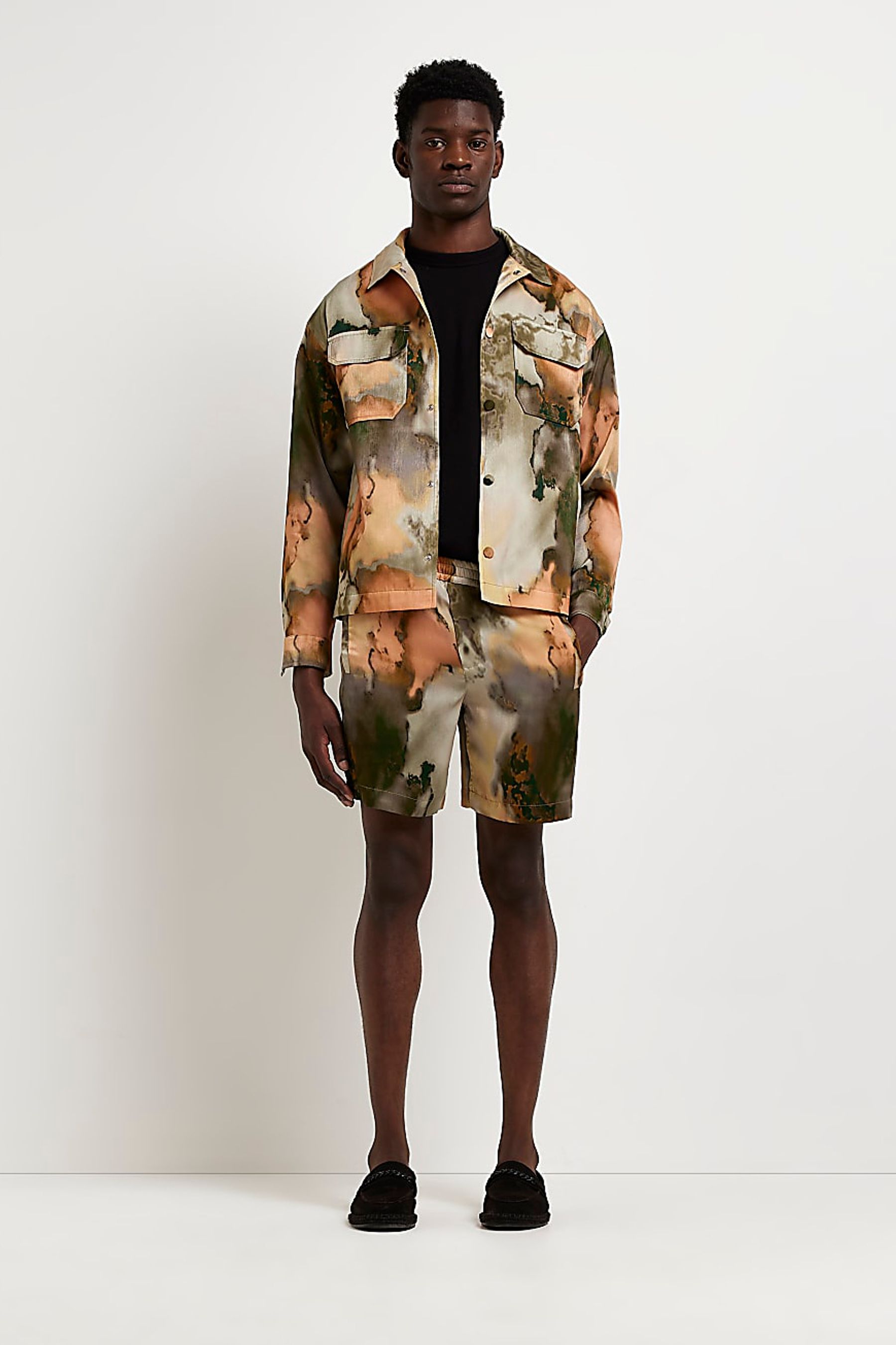 Buy River Island Green Watercolour Laundry Shorts from Next Luxembourg