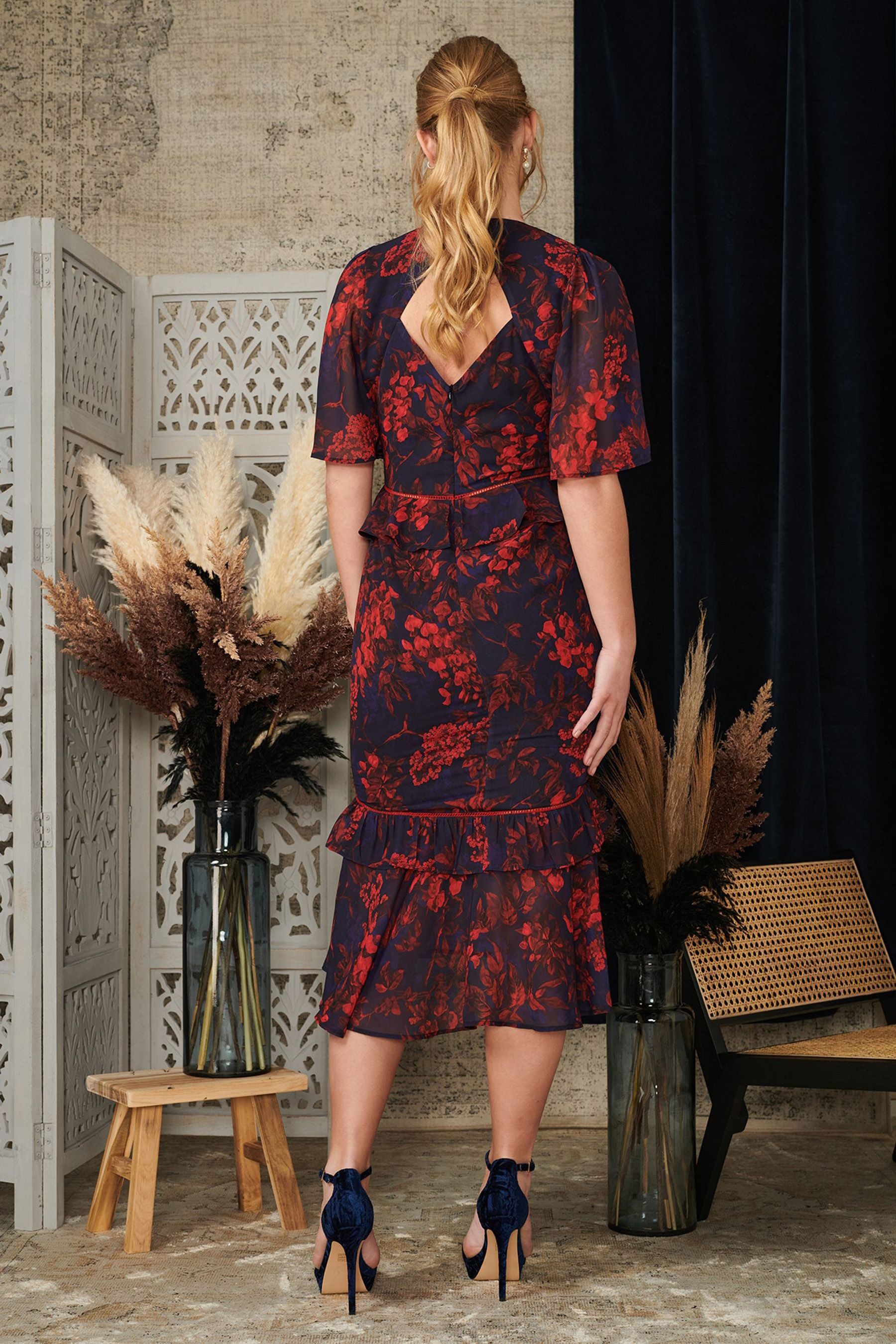 Buy Hope and Ivy Blue Wren Peplum Waist Midi Dress from Next Luxembourg