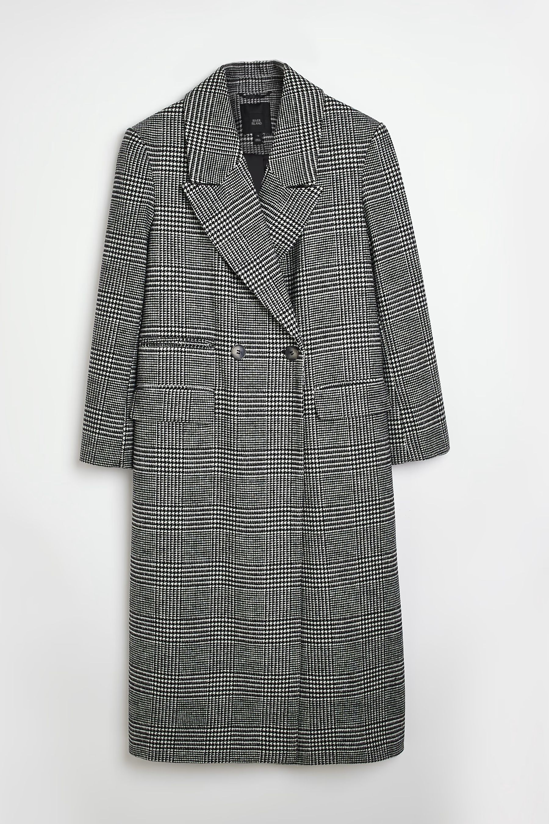 Grey check longline coat top