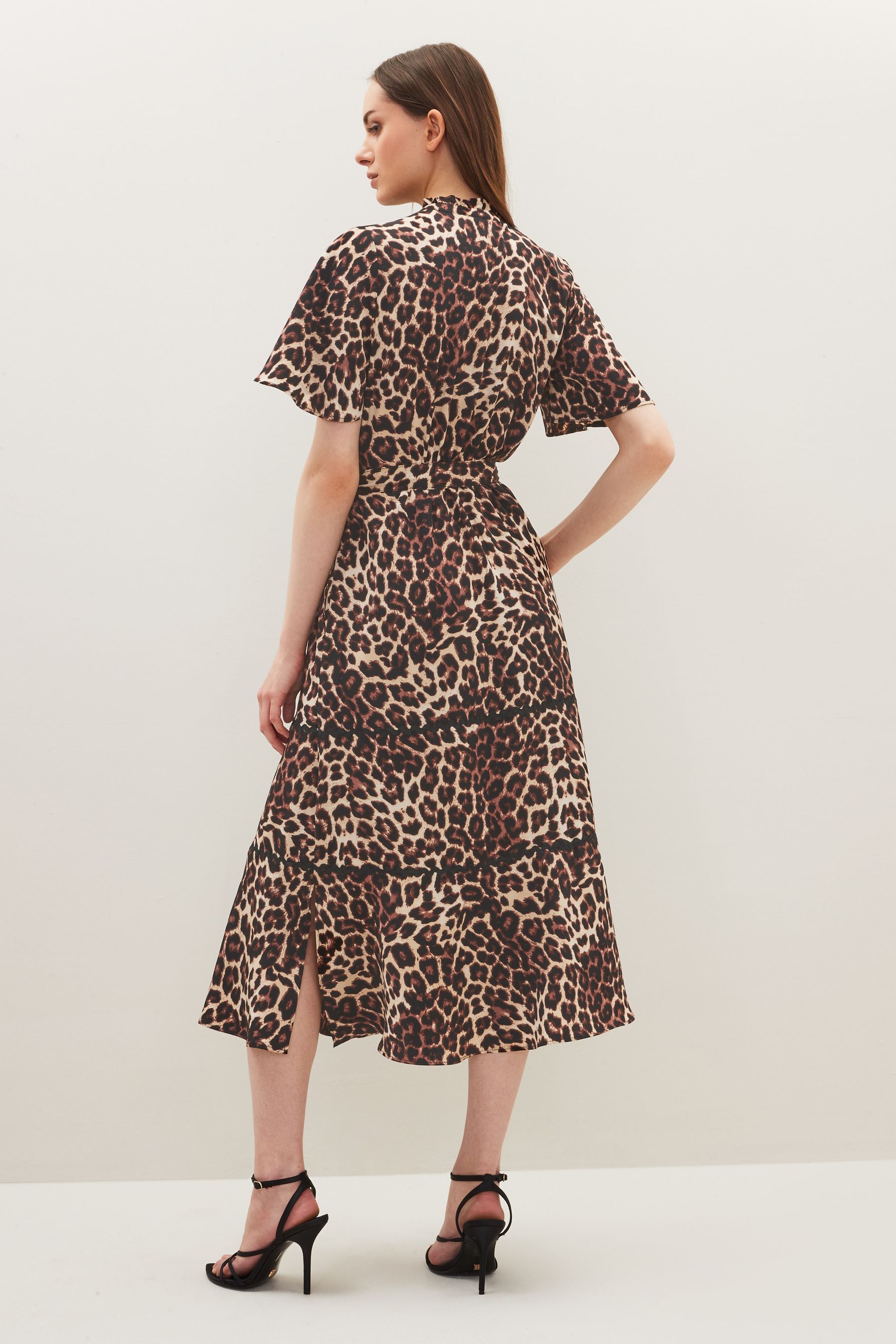Buy Leopard Print Zip Neck Midi Dress from Next Luxembourg