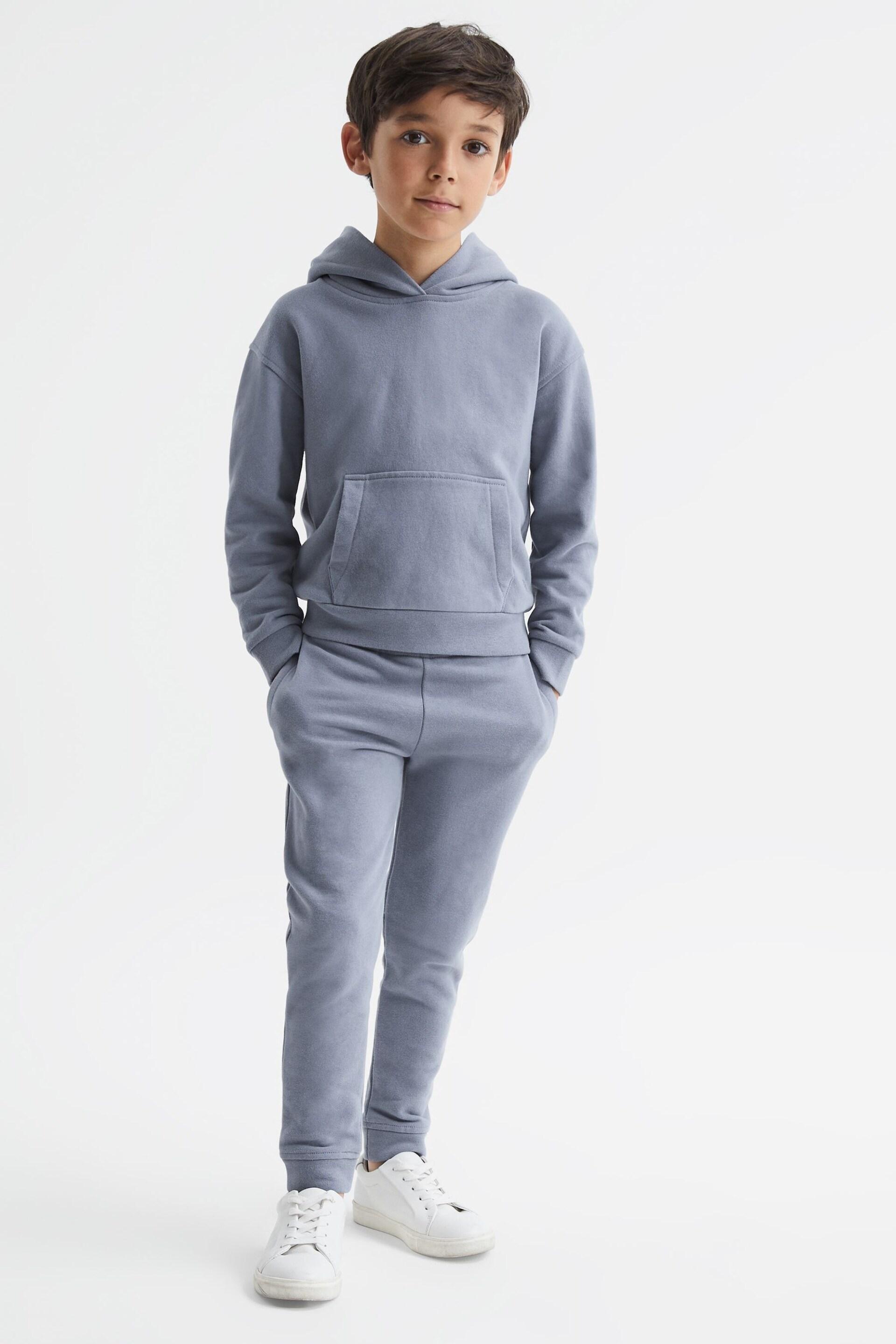 Reiss Ashley Blue Alexander Junior Oversized Cotton Jersey Hoodie - Image 1 of 5