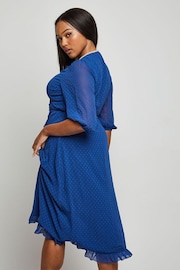 Chi Chi London Blue Short Sleeve Dobby Wrap Midi Dress - Image 3 of 5