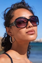 Black Ombre Effect Cut Out Detail Sunglasses - Image 1 of 5