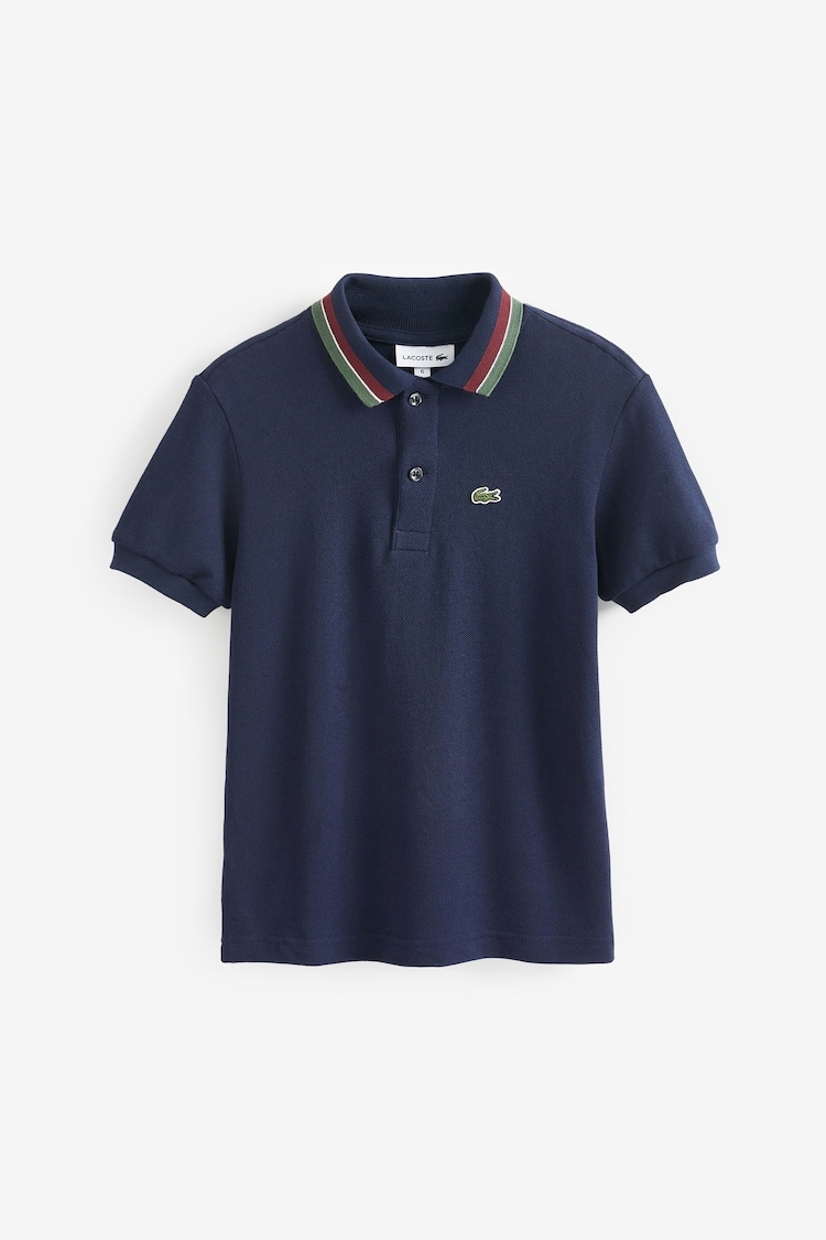 Lacoste Blue Tricolour Collar Polo Shirt - Image 1 of 3