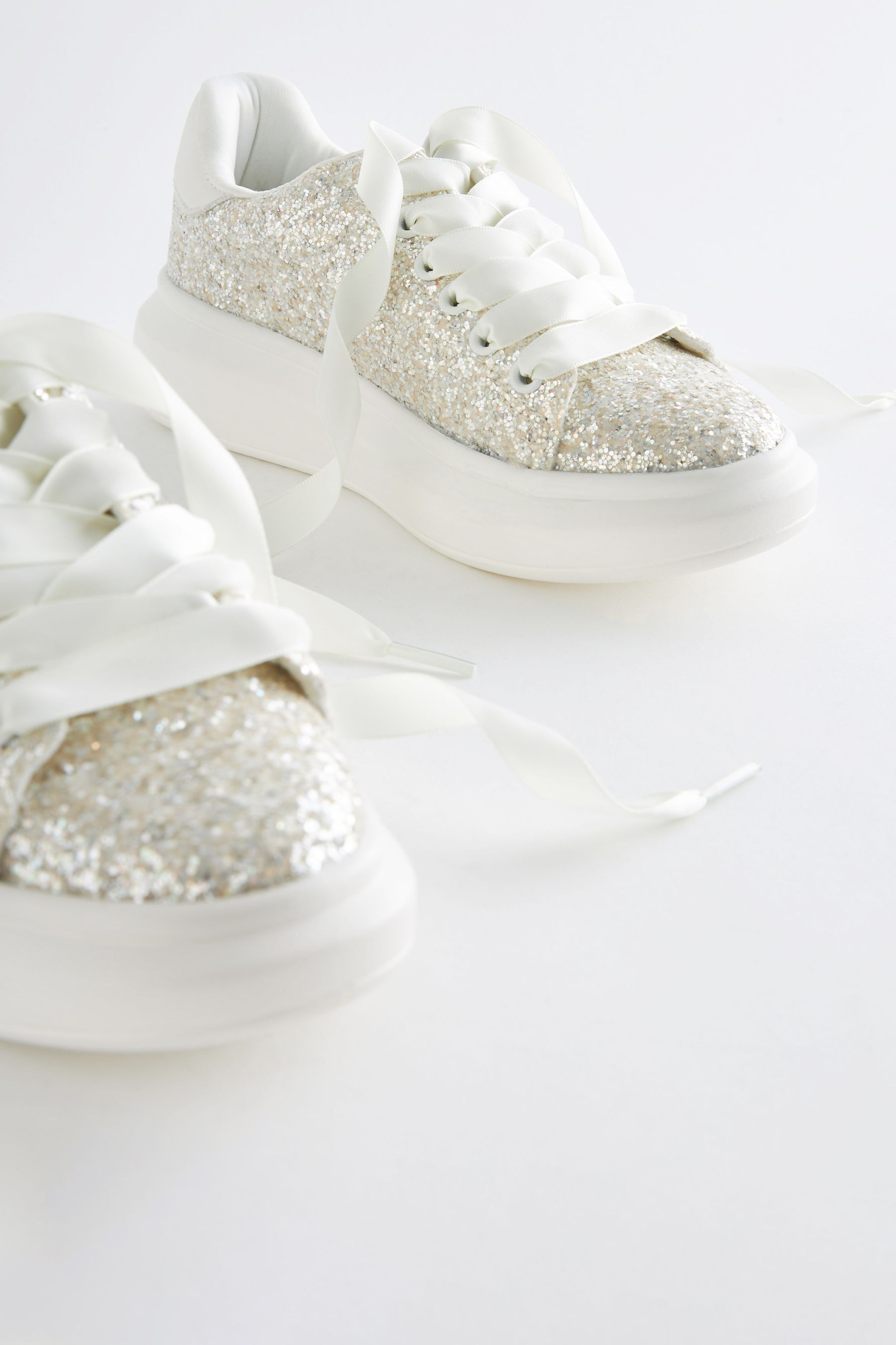 Glitter lace up trainers clearance