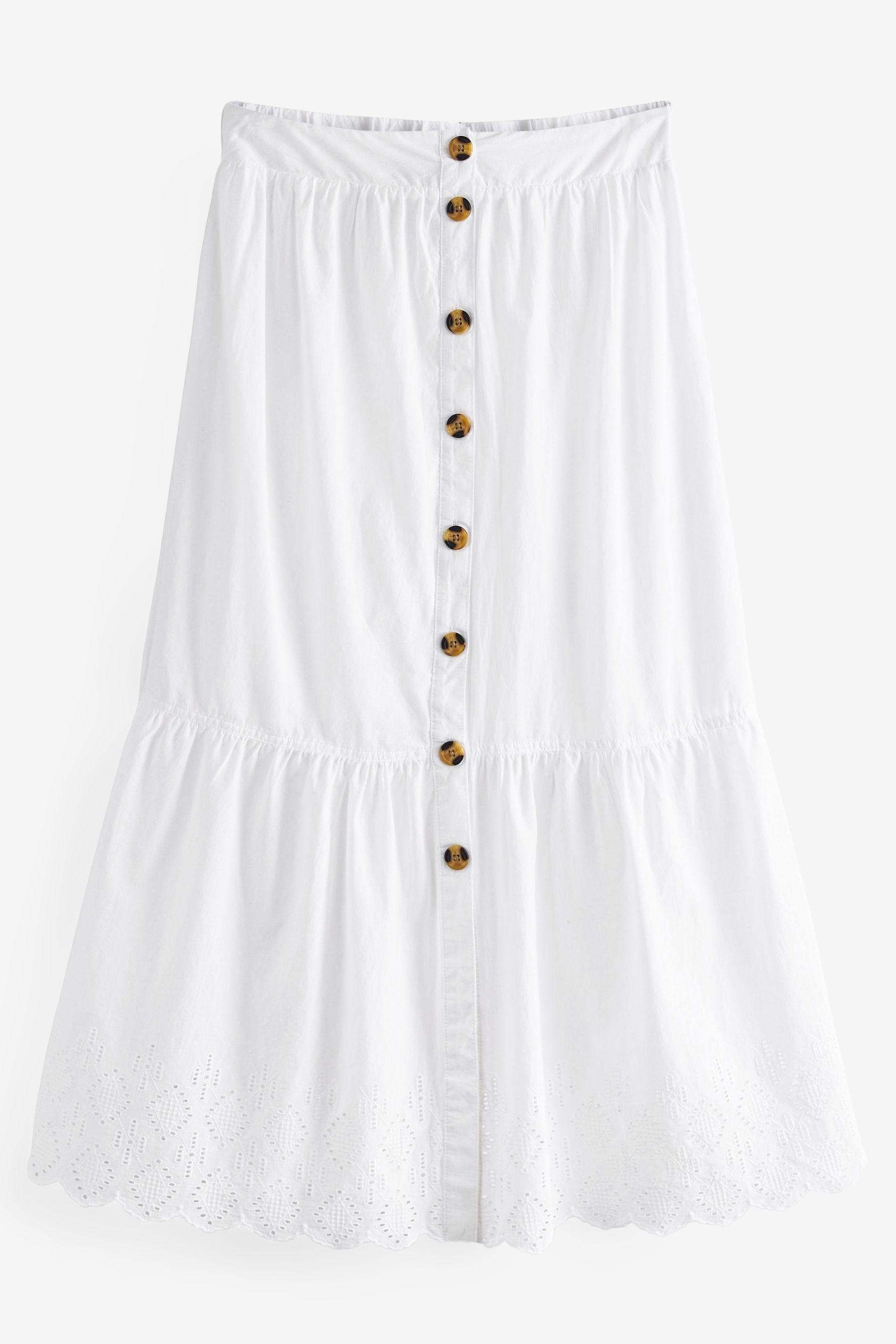 Buy White Button Through 100 Cotton Midi Skirt from Next Luxembourg