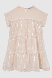 Reiss Pale Pink Luci Senior Sequin Tiered Dress - Image 2 of 6