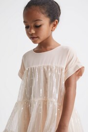 Reiss Pale Pink Luci Senior Sequin Tiered Dress - Image 4 of 6