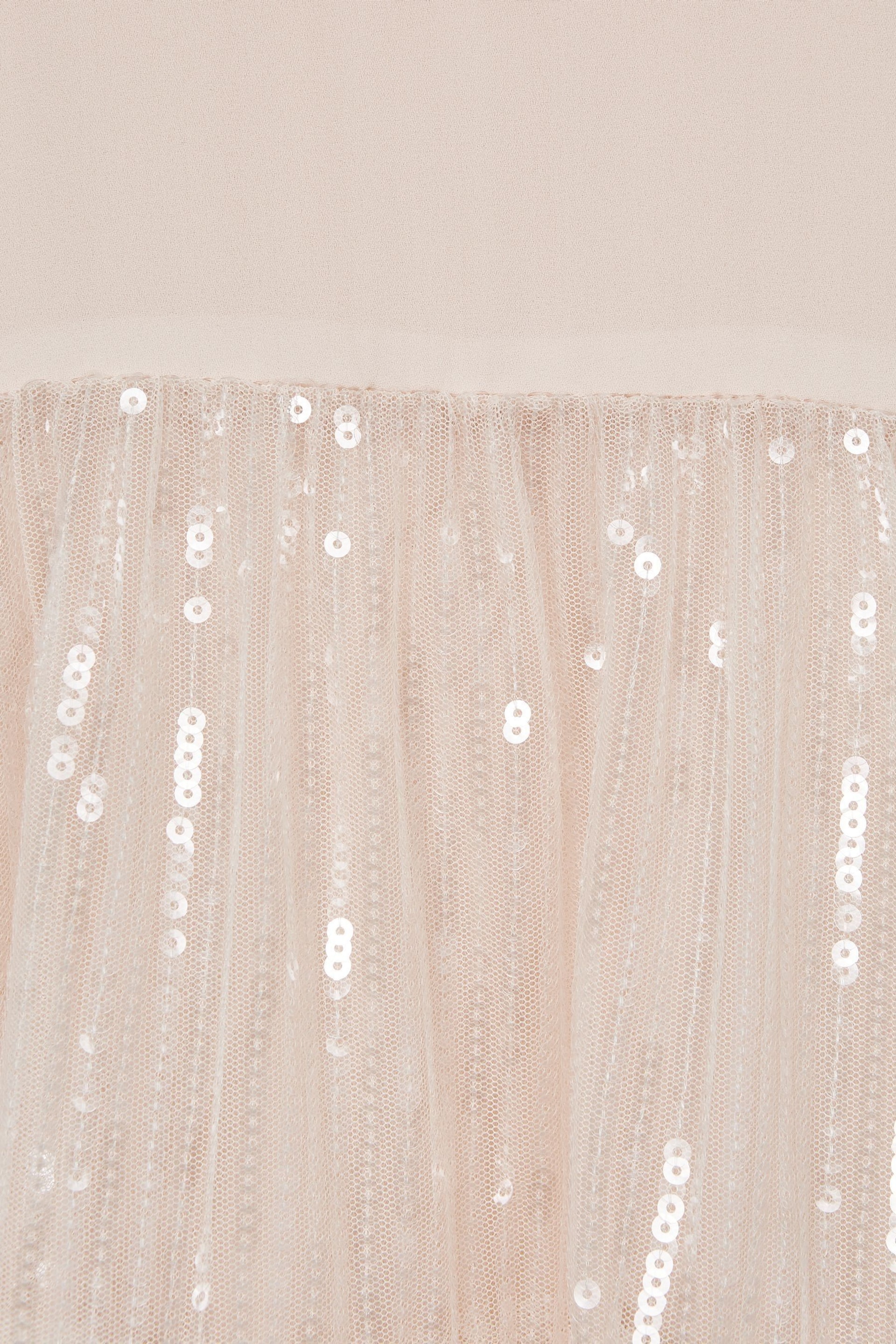 Reiss Pale Pink Luci Senior Sequin Tiered Dress - Image 6 of 6