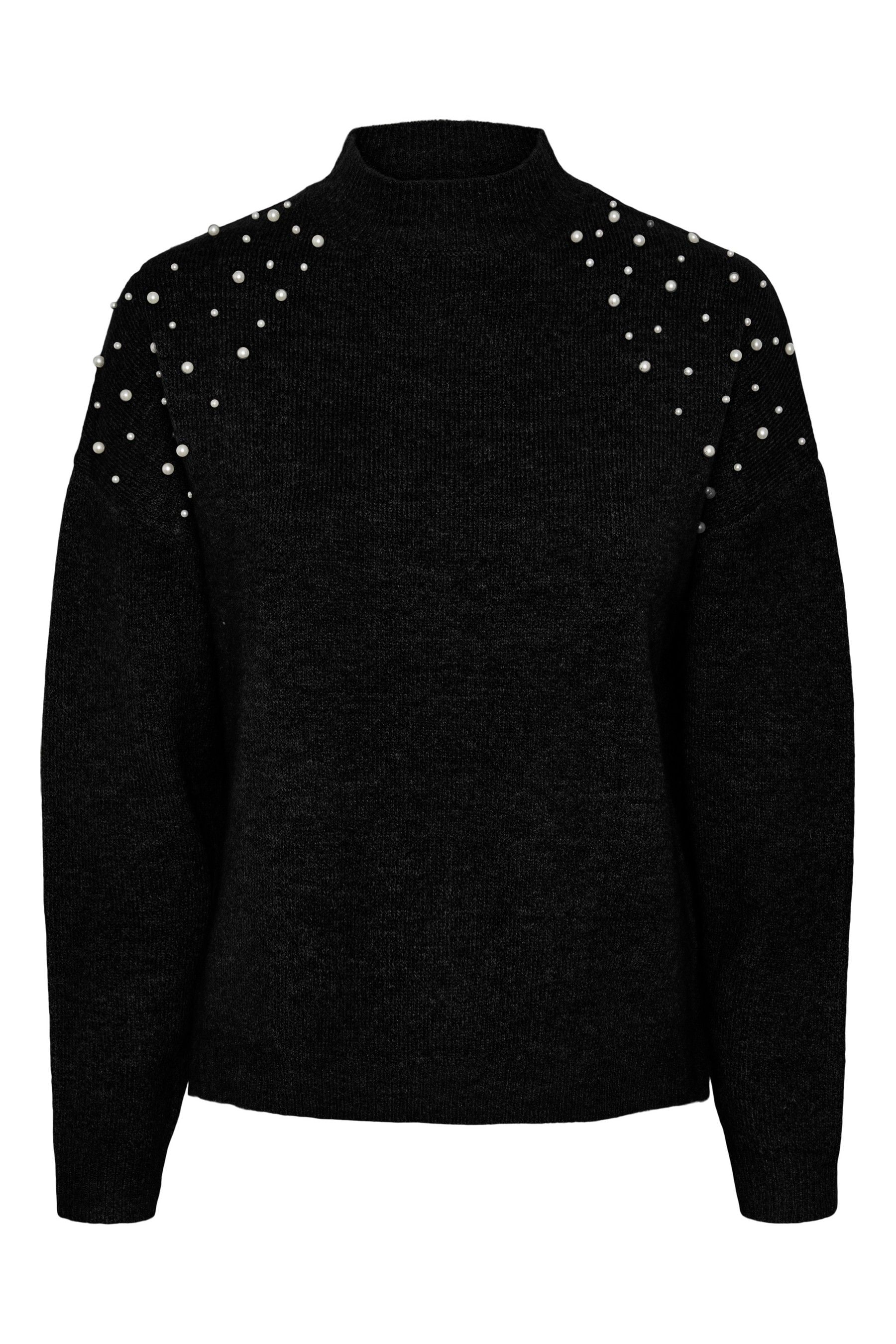Buy PIECES Black Round Neck Pearl Embellished Nod To Christmas Detail Jumper from the Next UK online shop