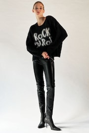 Religion Black Oversized Slogan Jumper In Soft Fluffy Knit - Image 3 of 6