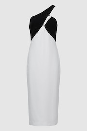 Reiss White Elodie One Shoulder Bodycon Midi Dress - Image 2 of 7
