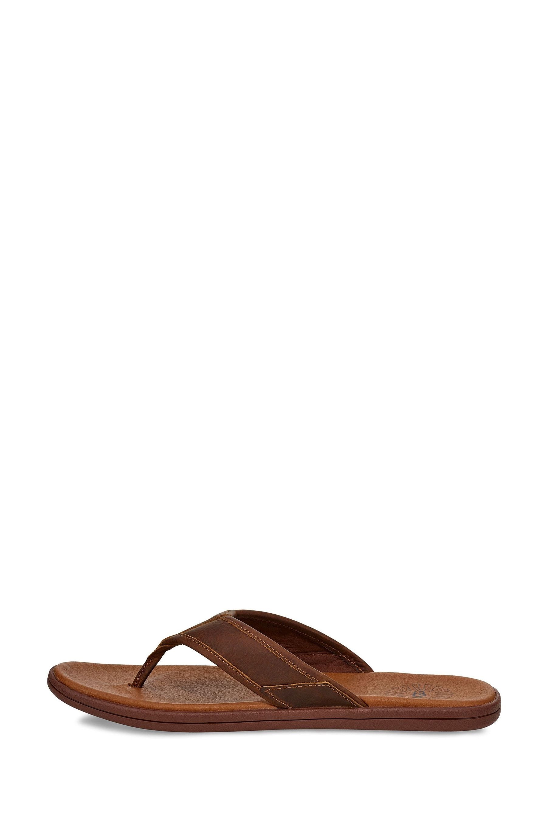 UGG Brown Seaside Flip Leather Sandals