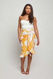 Chi Chi London Yellow Ruffle Printed Wrap Midi Skirt - Image 3 of 4