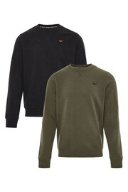 Threadbare Black/Khaki Crew Neck Sweatshirts 2 Packs - Image 1 of 3
