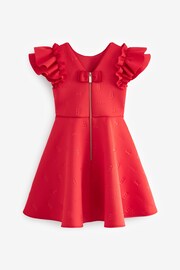 Baker by Ted Baker Red Embossed Frill Scuba Dress - Image 10 of 13