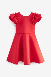 Baker by Ted Baker Red Embossed Frill Scuba Dress - Image 9 of 13