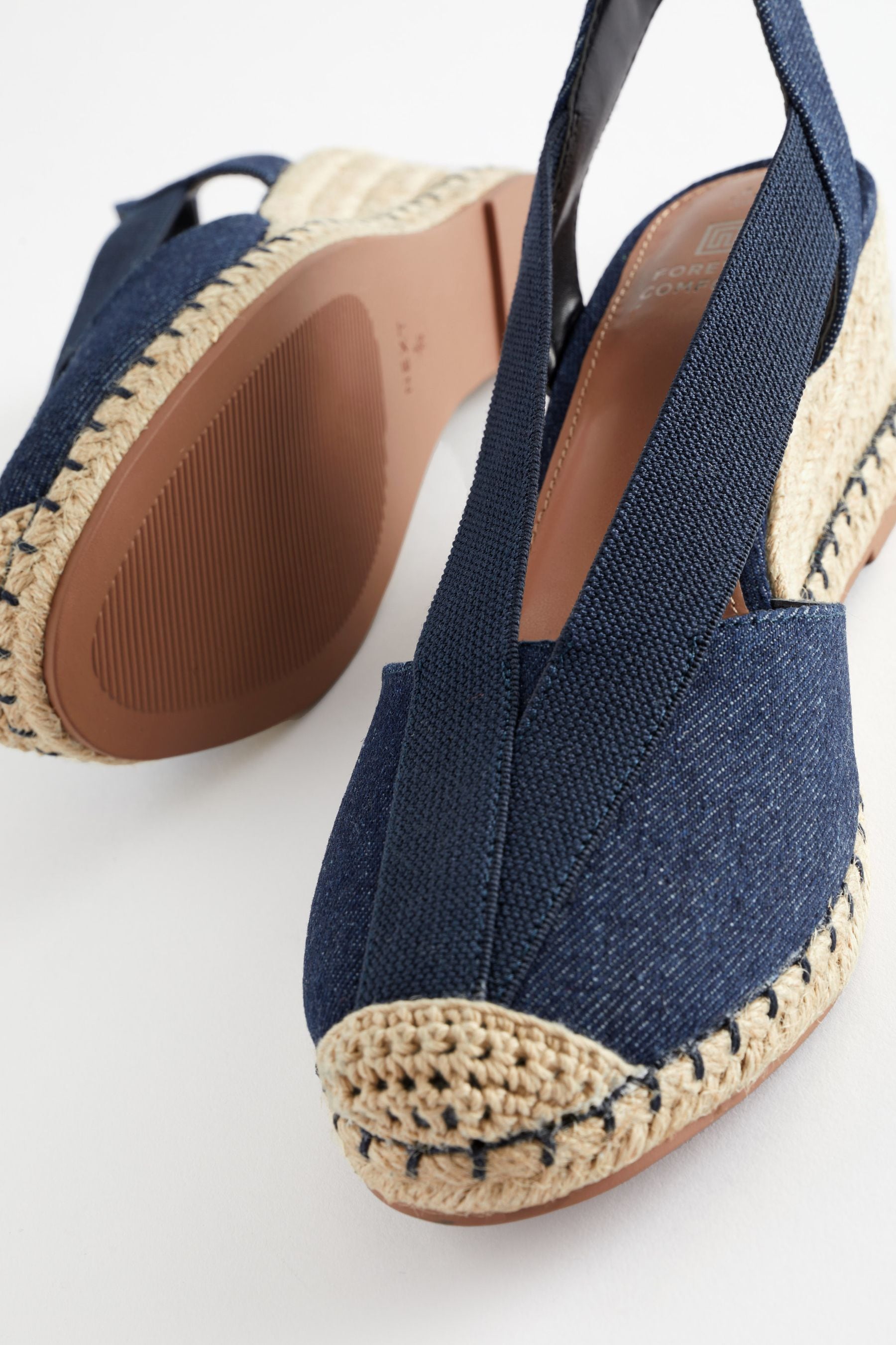 Buy Navy Blue Forever Comfort Elastic Closed Toe Wedges from Next Luxembourg