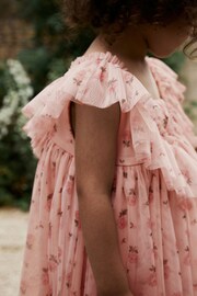 Pink Ditsy Ruffle Mesh Dress (3mths-10yrs) - Image 4 of 7
