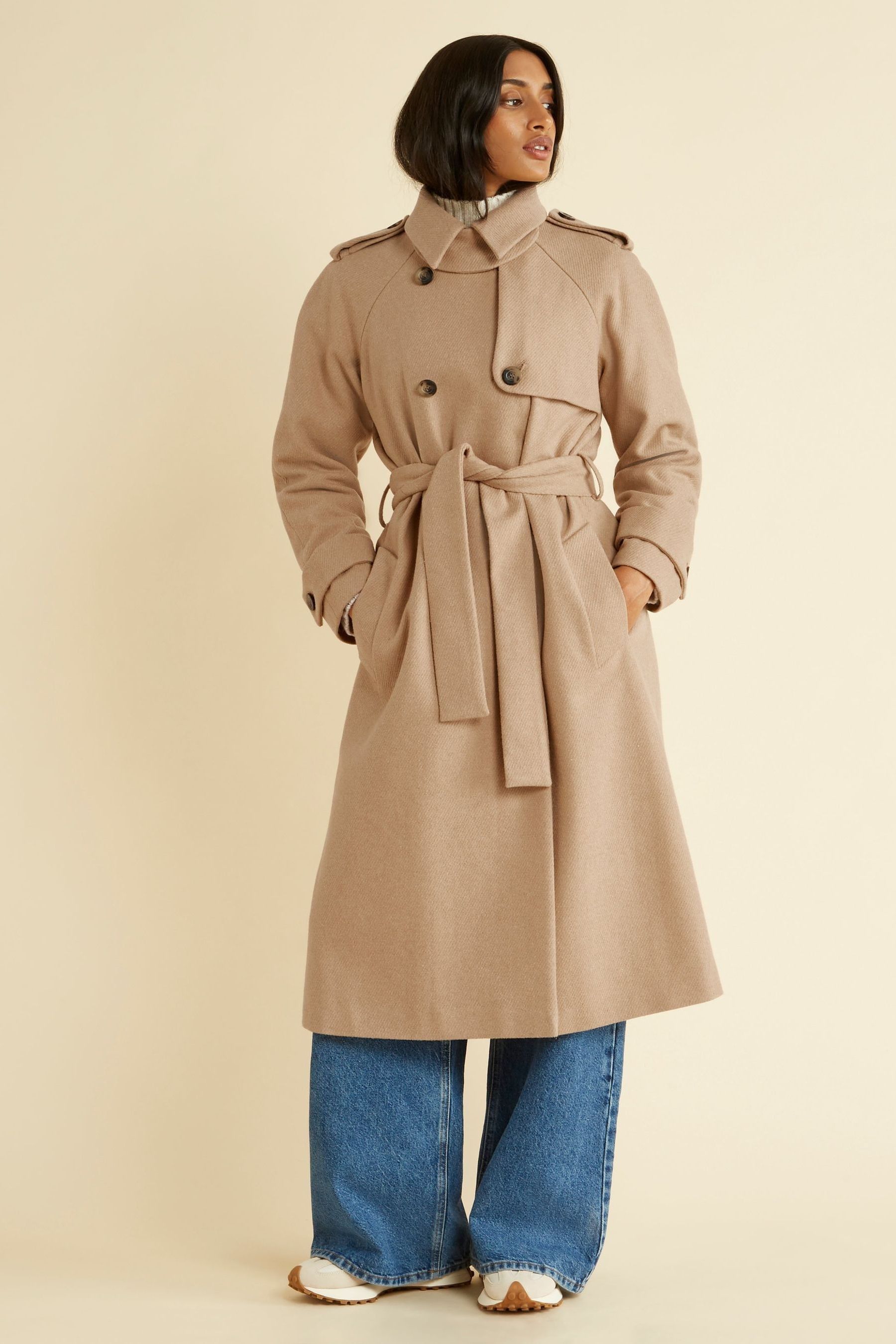 Buy Albaray Cream Wool Mix Mac Coat from Next Luxembourg