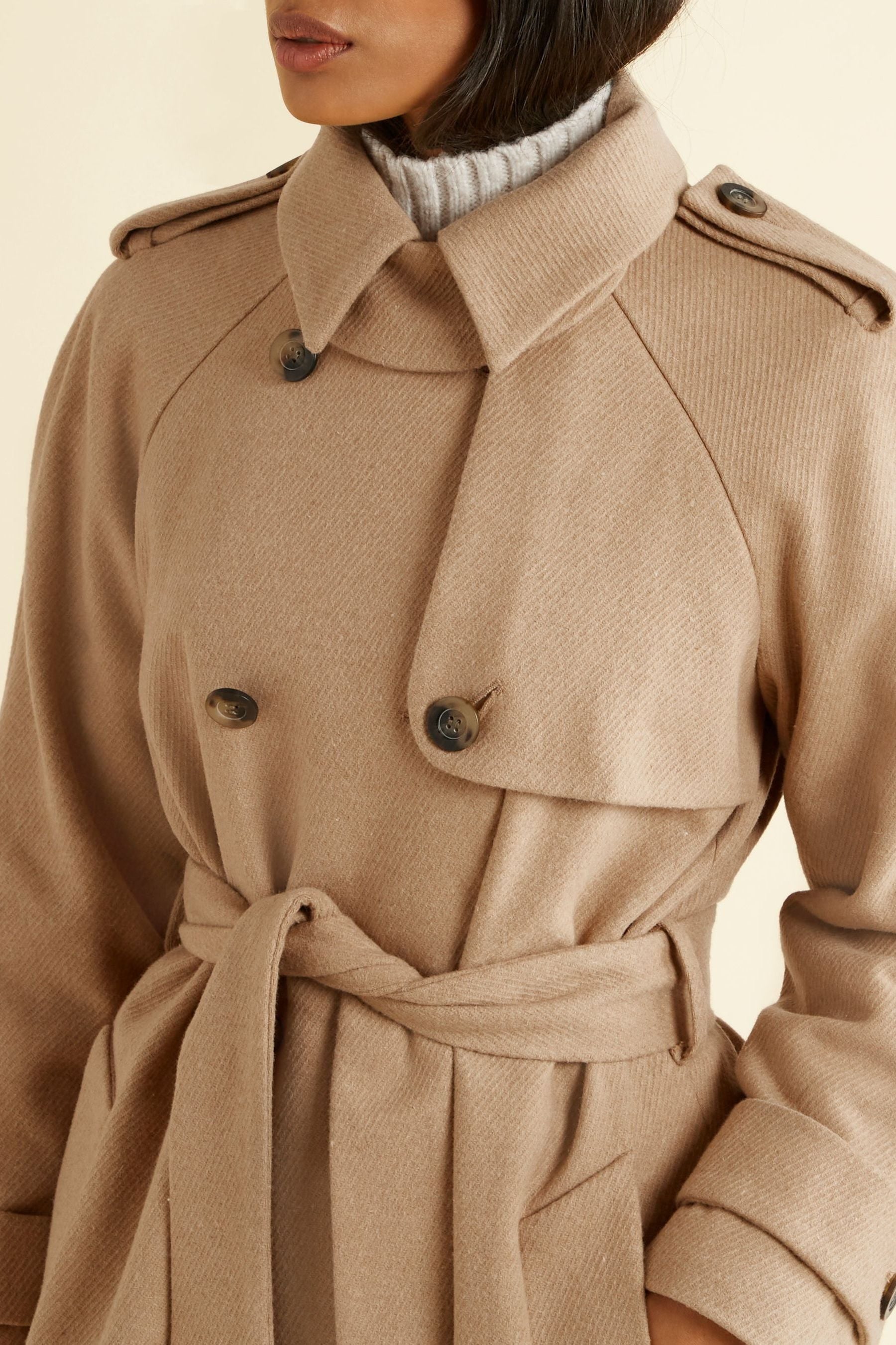 Buy Albaray Cream Wool Mix Mac Coat from Next Luxembourg