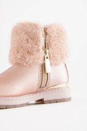 Baker by Ted Baker Girls Pink Faux Fur Cuff Boots with Bow - Image 3 of 5