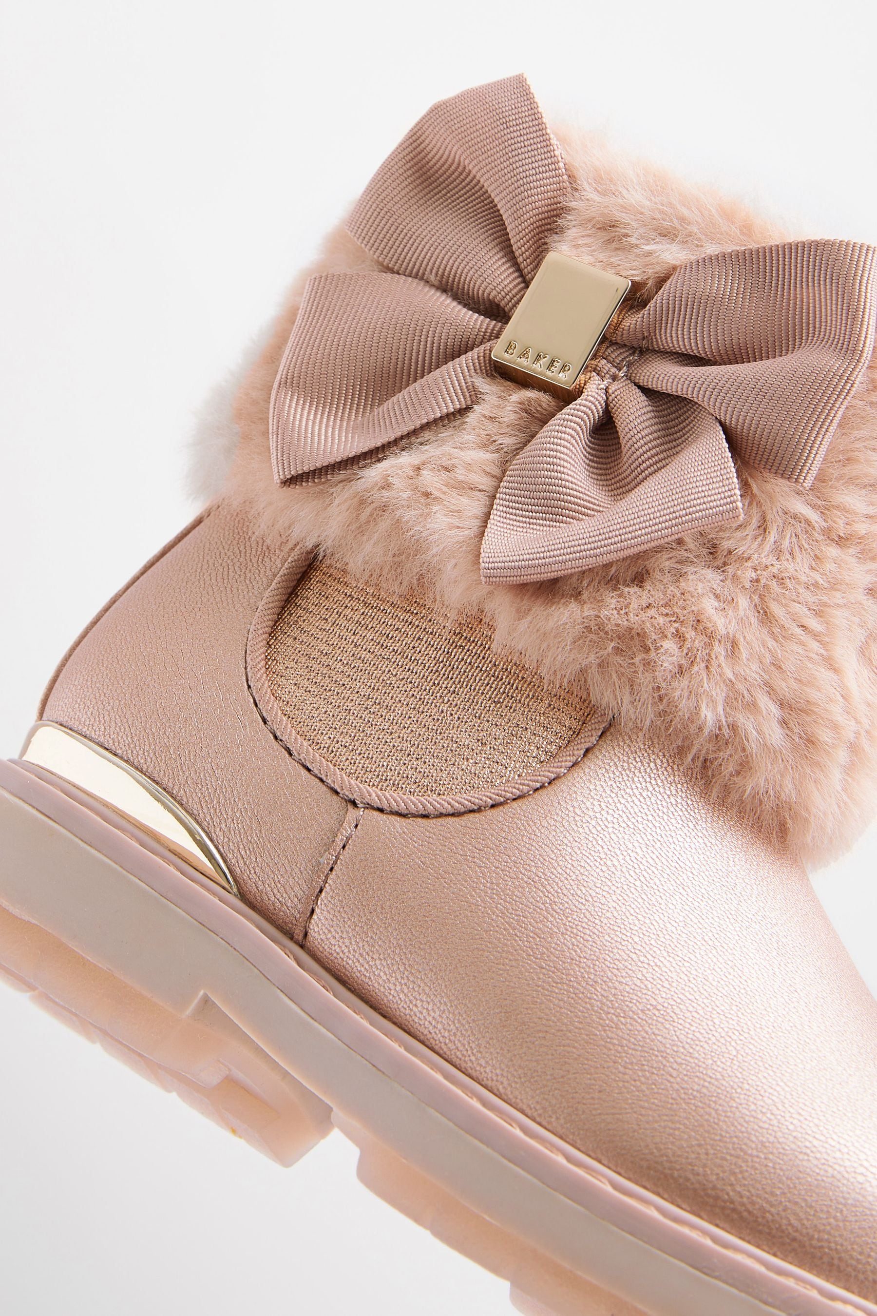 Buy Baker by Ted Baker Girls Pink Faux Fur Cuff Boots with Bow from Next Luxembourg