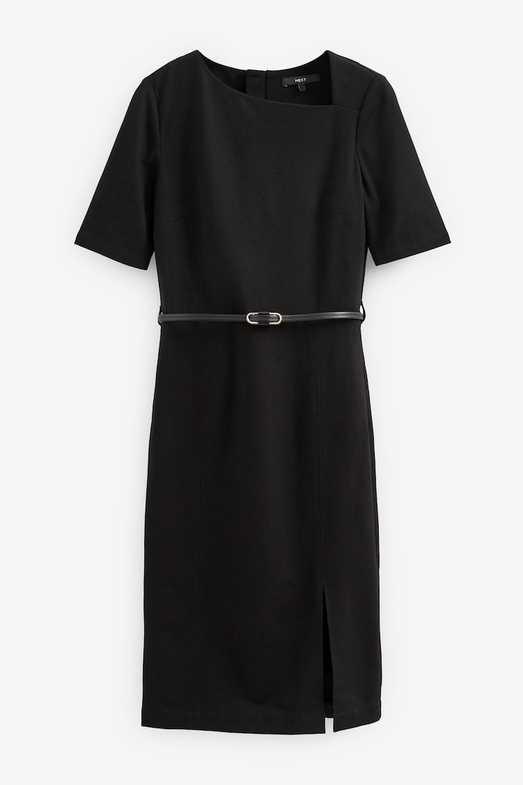 Black Tailored Ponte Belted Midi Dress - Image 4 of 4