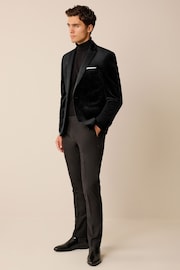 Black Regular Fit Velvet Blazer - Image 2 of 5