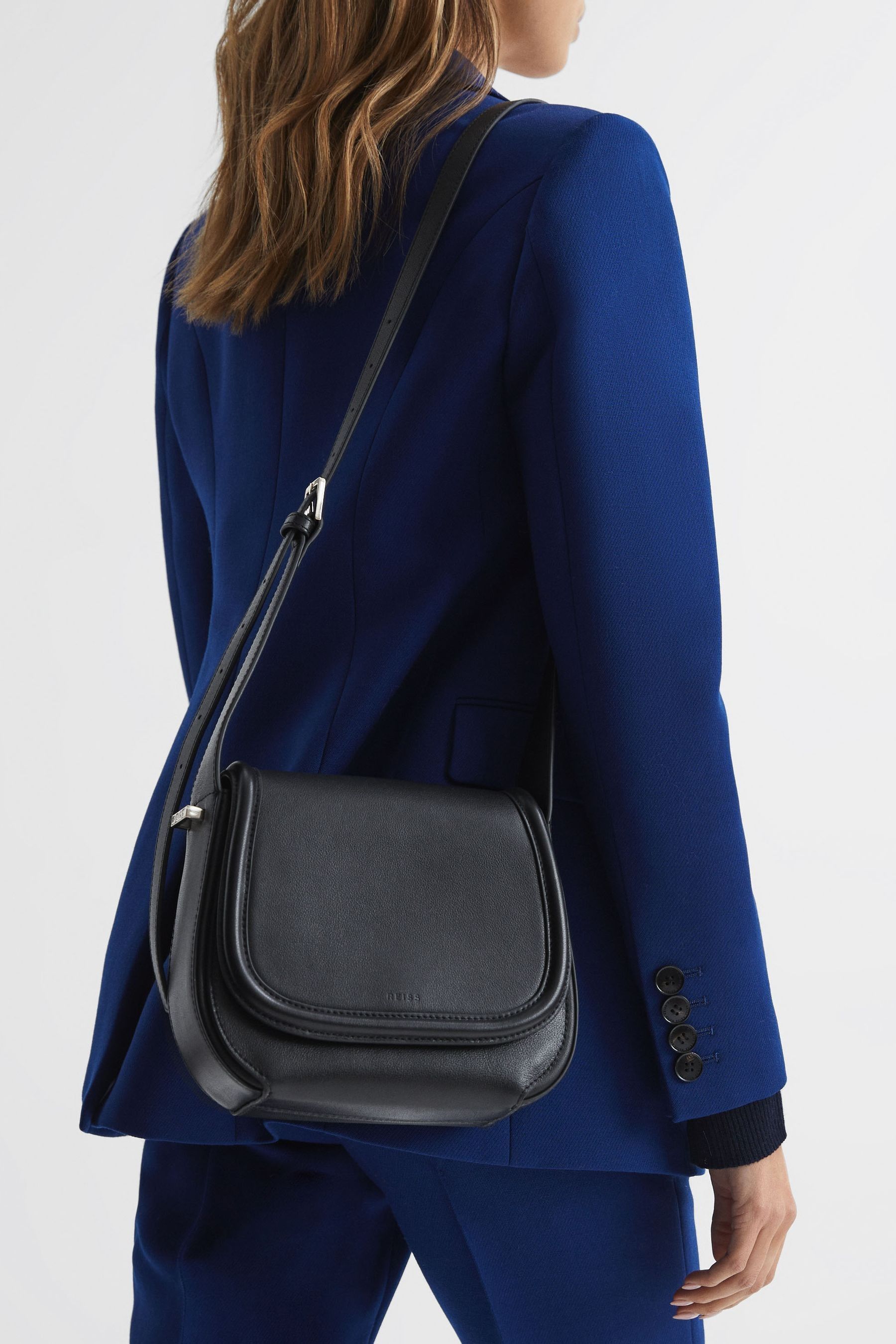 Buy Reiss Black Cleo Leather Saddle Bag from Next Ireland