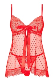 Ann Summers Red Bon Bon Babydoll And Thong Mesh Set - Image 4 of 4