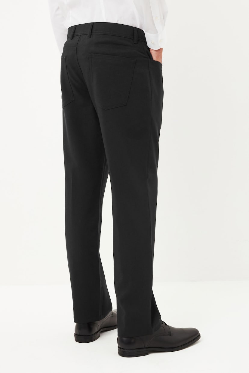 Black Jean Style Machine Washable Plain Front Smart Trousers - Image 4 of 10