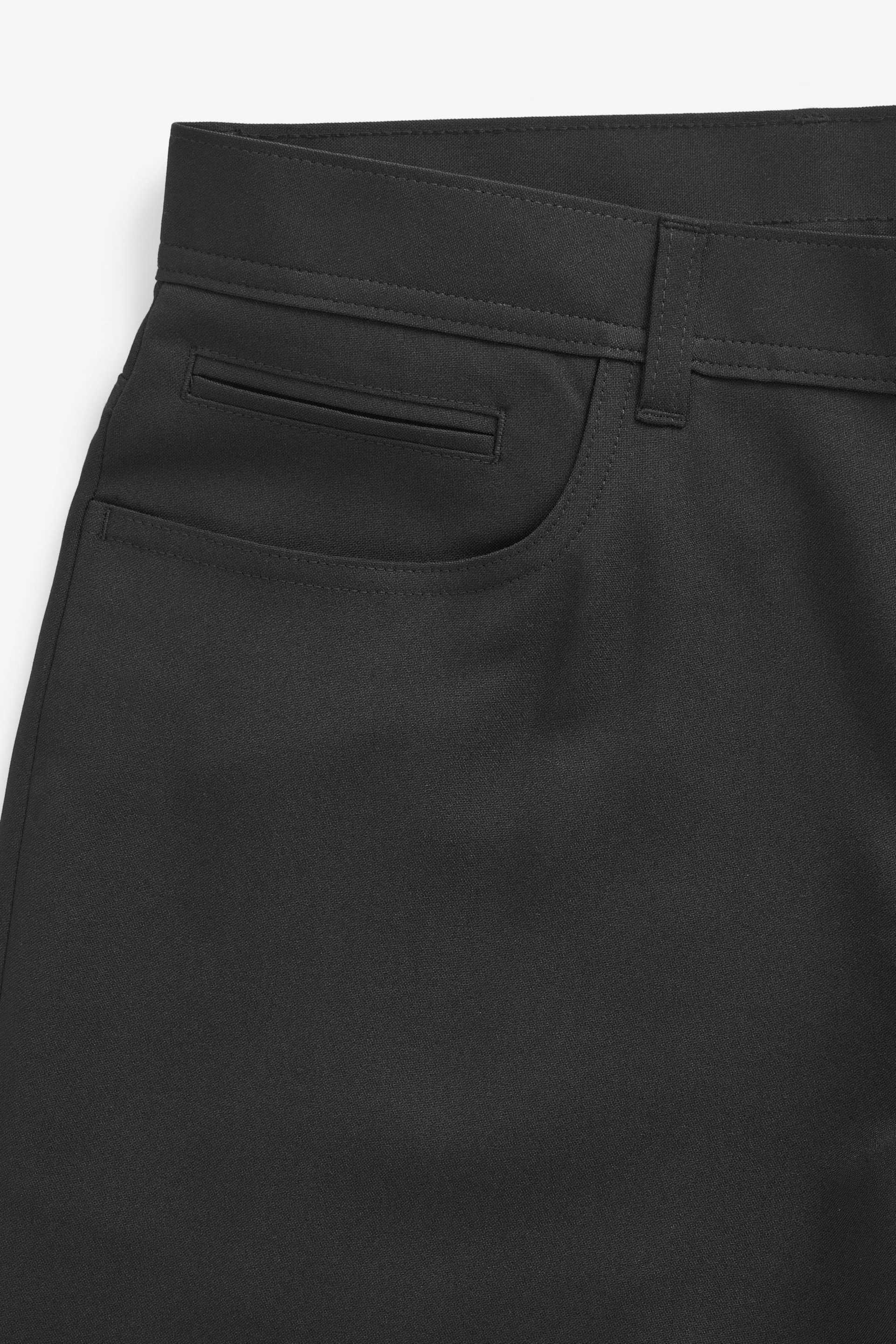 Black Jean Style Machine Washable Plain Front Smart Trousers - Image 8 of 10