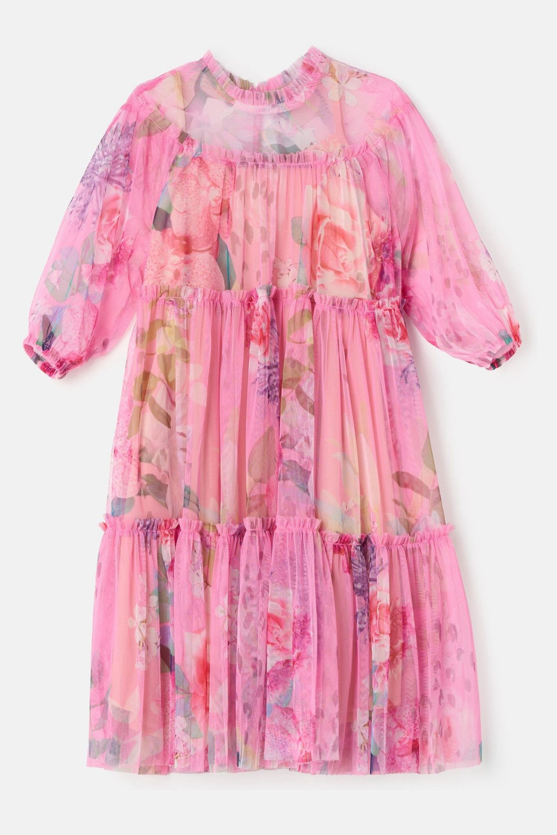 Angel & Rocket Pink Floral Eleanor Print Mesh Dress - Image 4 of 6