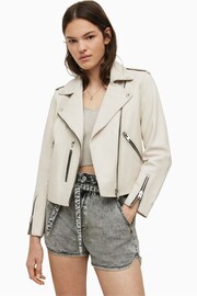 AllSaints White 100% Cotton Fern Biker Jacket - Image 1 of 8