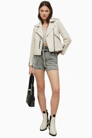 AllSaints White 100% Cotton Fern Biker Jacket - Image 5 of 8