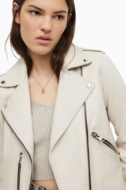 AllSaints White 100% Cotton Fern Biker Jacket - Image 6 of 8