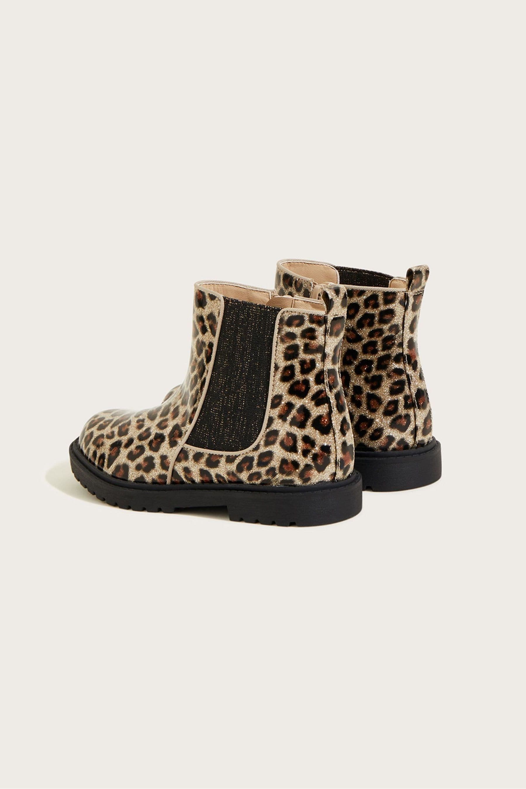 Buy Monsoon Patent Black Glitter Leopard Chelsea Boots from Next Luxembourg