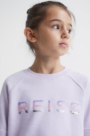 Reiss Lilac Bryony Junior Sequin Crew Neck Jumper - Image 4 of 7
