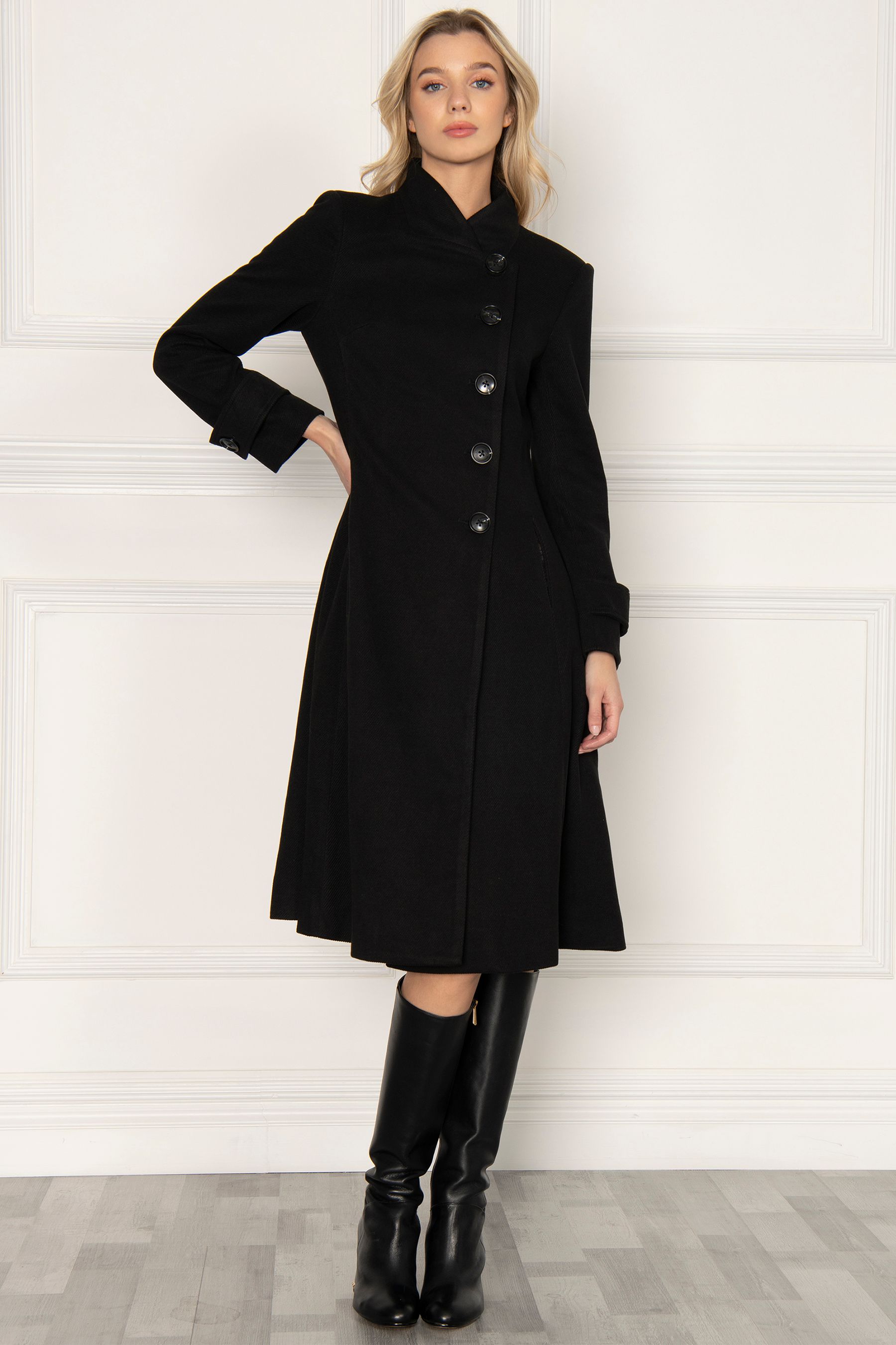 Buy Jolie Moi Black Celesta Fit And Flare Coat from Next Luxembourg