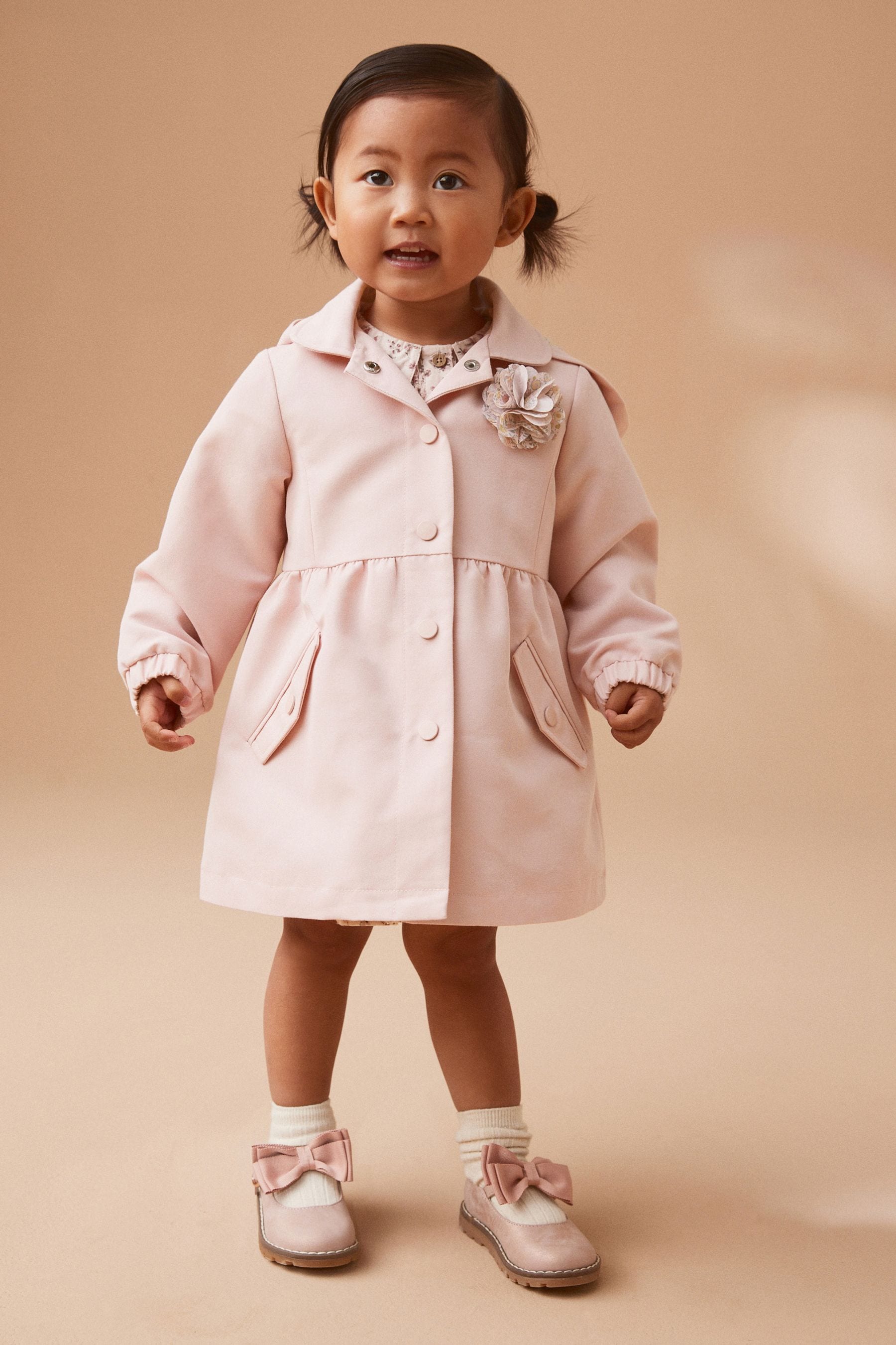 Buy Pink Shower Resitant Corsage Trench Coat 3mths 7yrs from Next Luxembourg