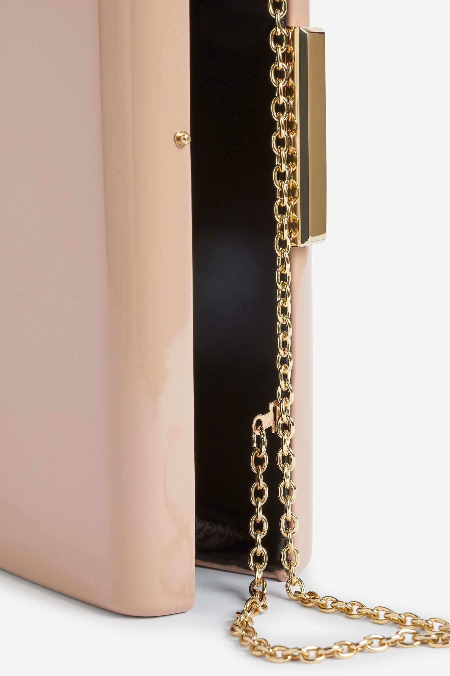 Buy Nude Cream Patent Boxy Clutch Bag from Next Belgium