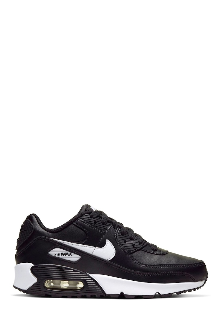 Nike Black/White Air Max 90 Youth Trainers - Image 1 of 8