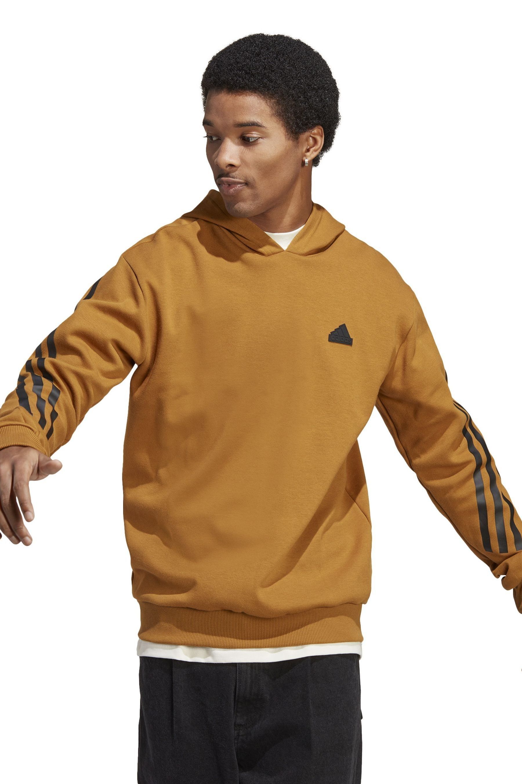 Adidas badge of sport 3 stripe hooded tracksuit on sale