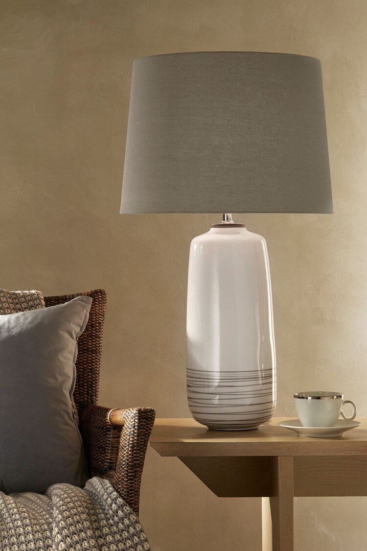 Village At Home White Moby Ceramic Table Lamp - Image 1 of 2