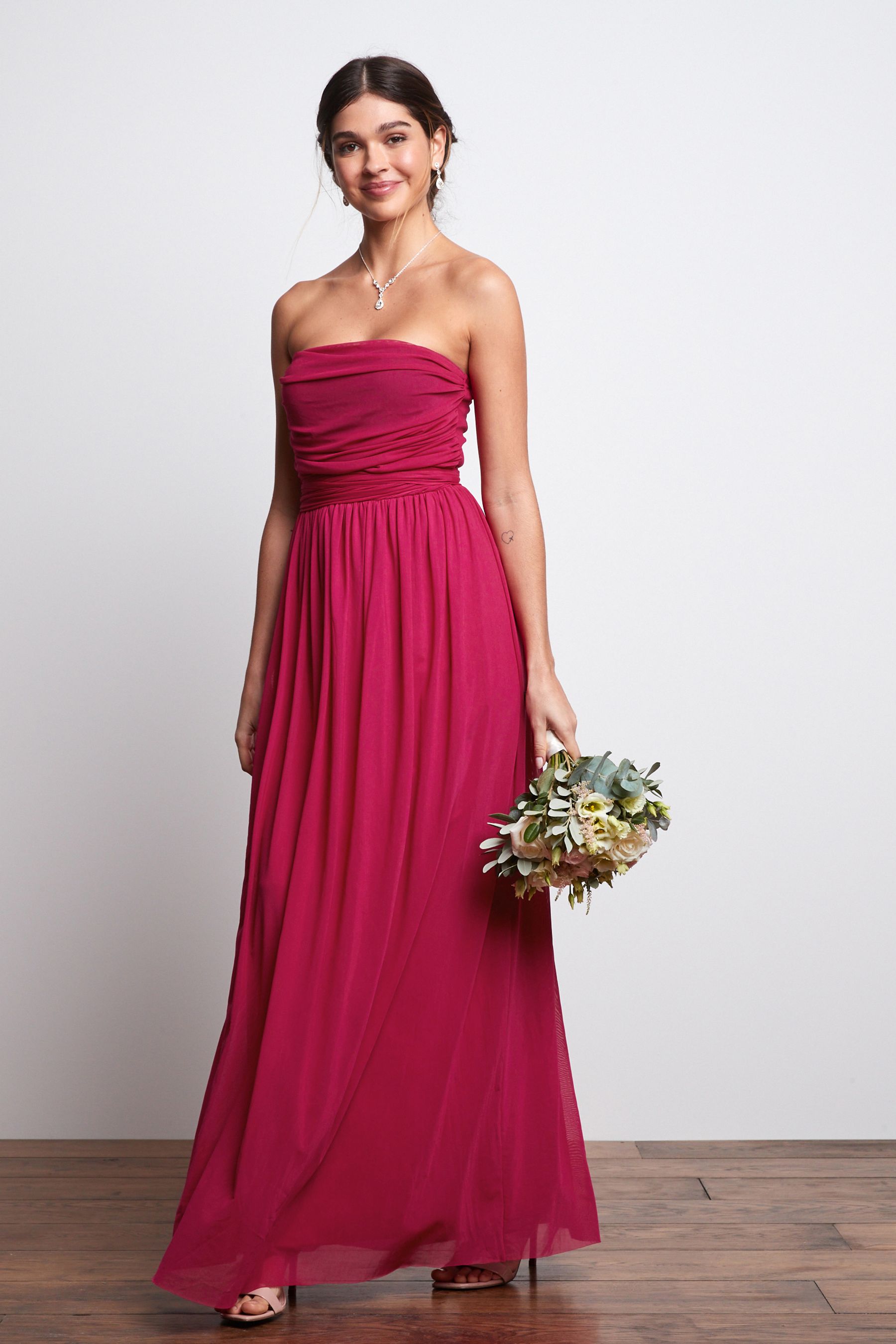 Buy Pink Mesh Multiway Bridesmaid Wedding Maxi Dress from Next Luxembourg