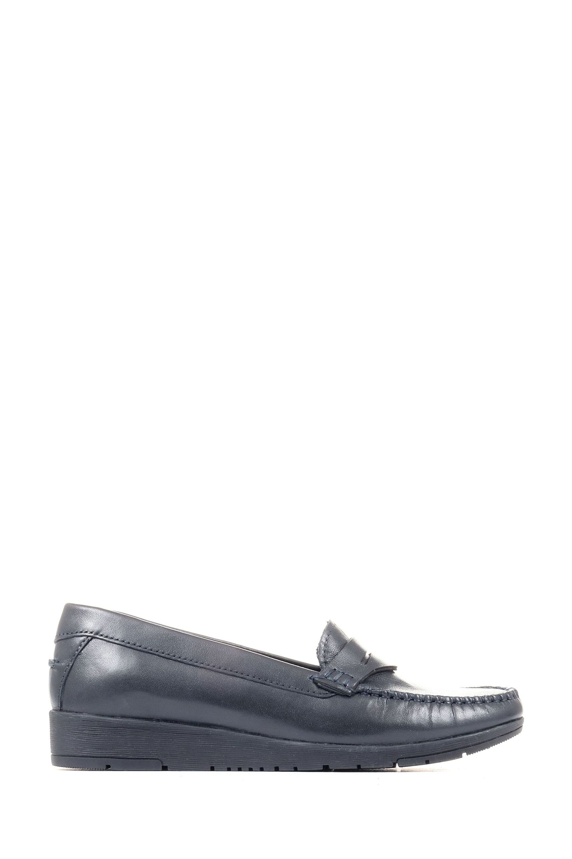 Pavers Blue Wide Fit Leather Penny Loafers - Image 1 of 7
