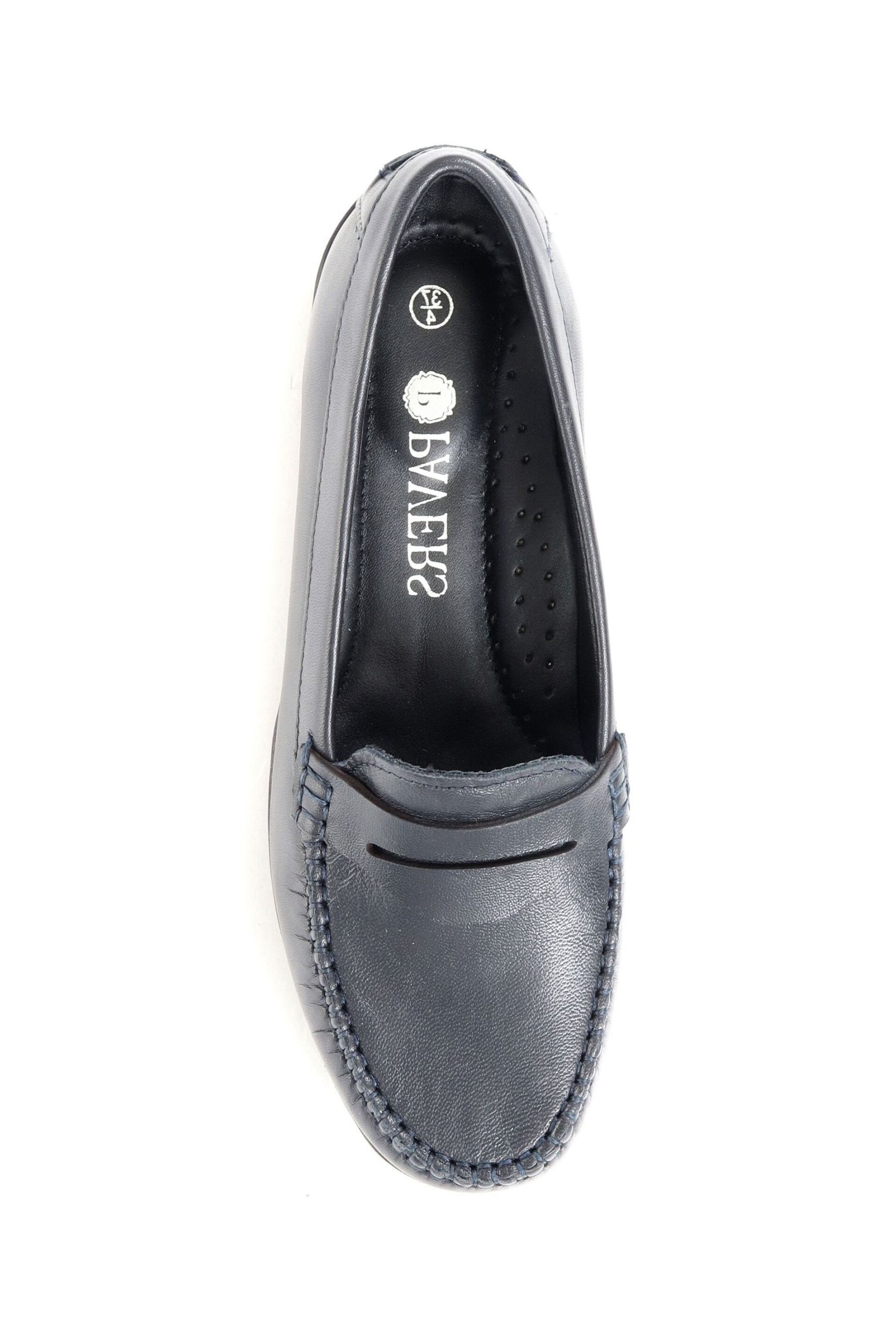 Pavers Blue Wide Fit Leather Penny Loafers - Image 4 of 7