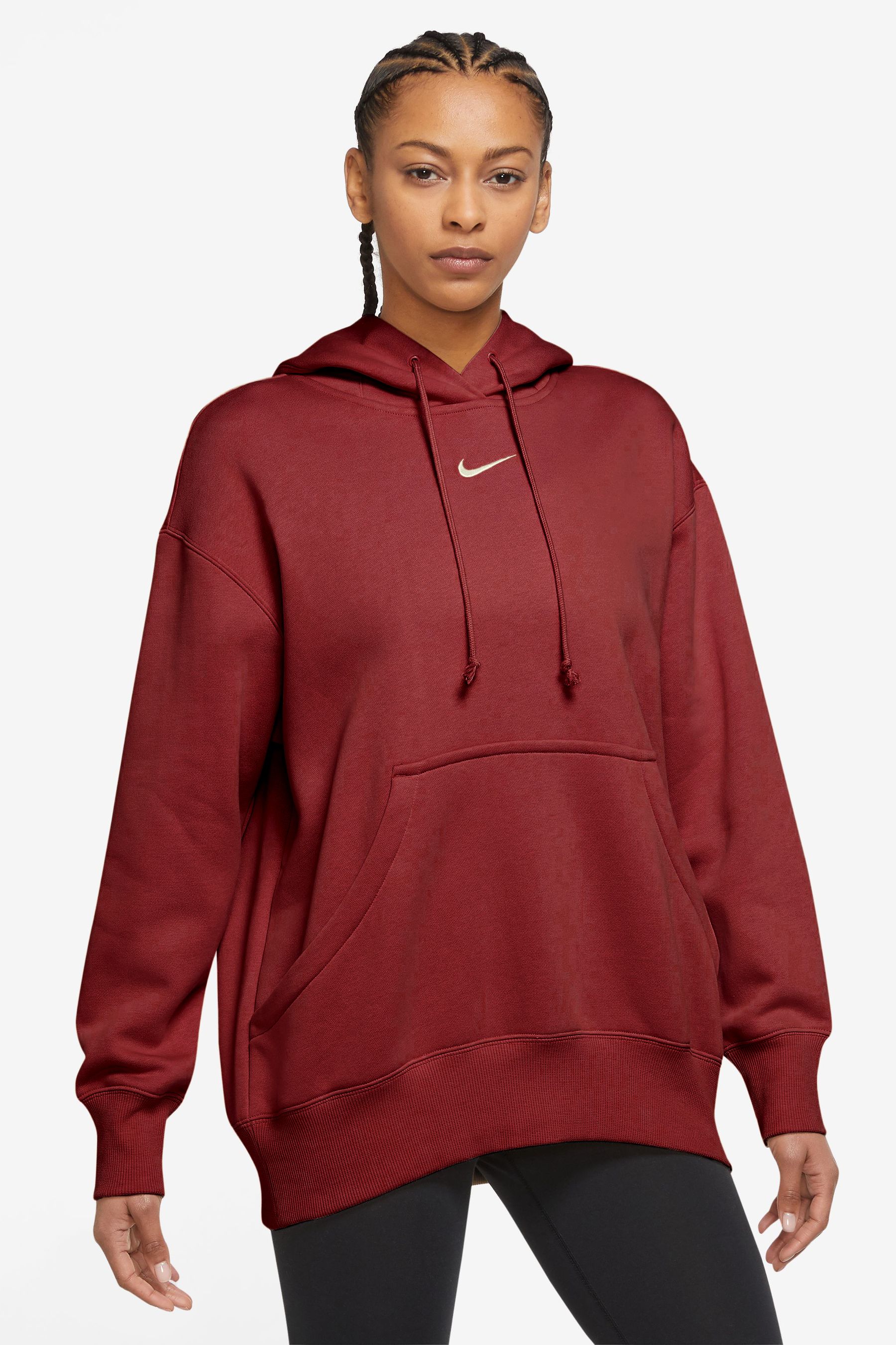 Buy Nike Burgundy Red Oversized Mini Swoosh Hoodie from Next Luxembourg